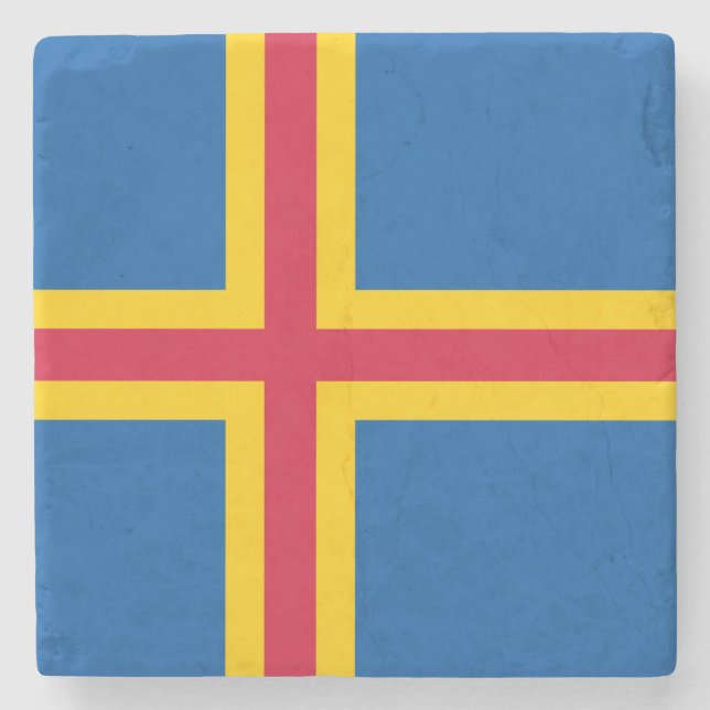 Patriotic Åland Flagga Stenunderlägg (Framsidan)