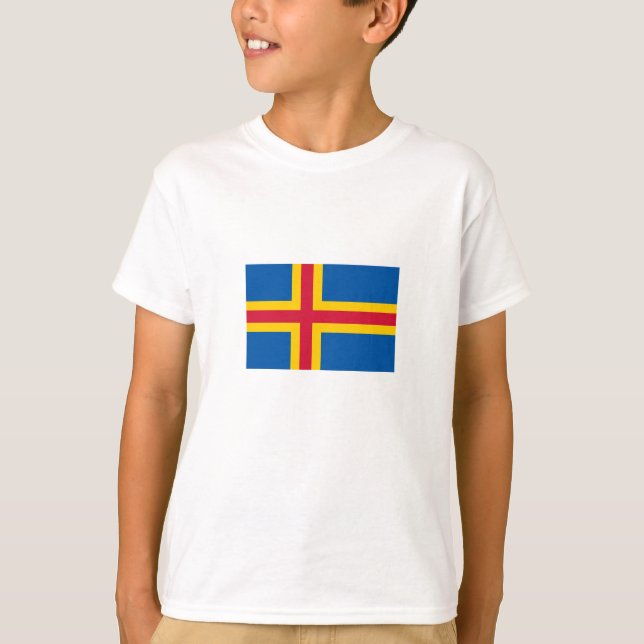 Patriotic Åland Flagga T Shirt (Framsida)