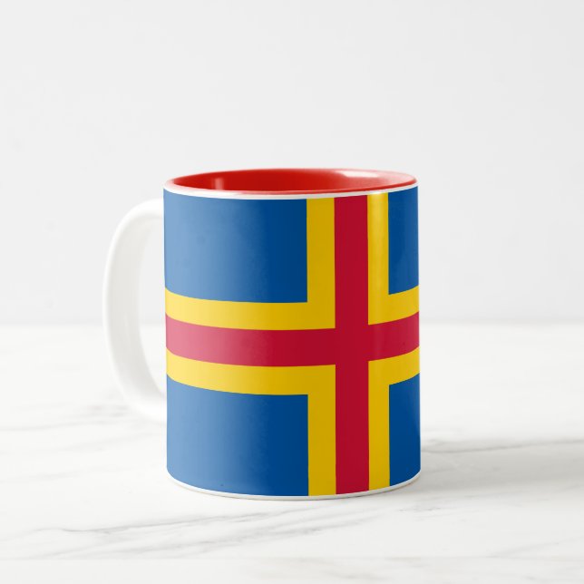 Patriotic Åland Flagga Två-Tonad Mugg (Framsida vänster)