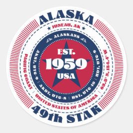 Patriotic Alaska Circle Design Sticker Runt Klistermärke
