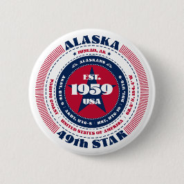 Patriotic Alaska Circle med statsinformation Knapp