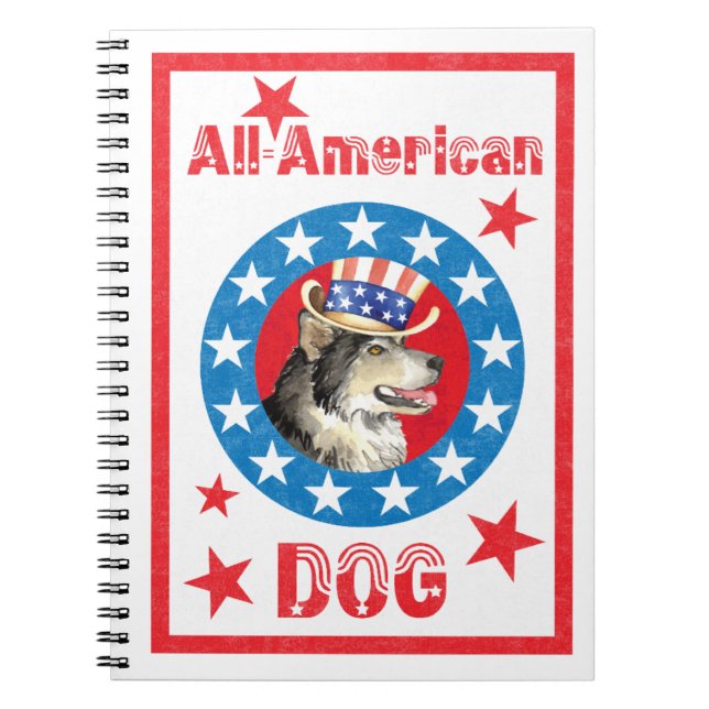 Patriotic Alaska Malemute Anteckningsbok (Framsidan)