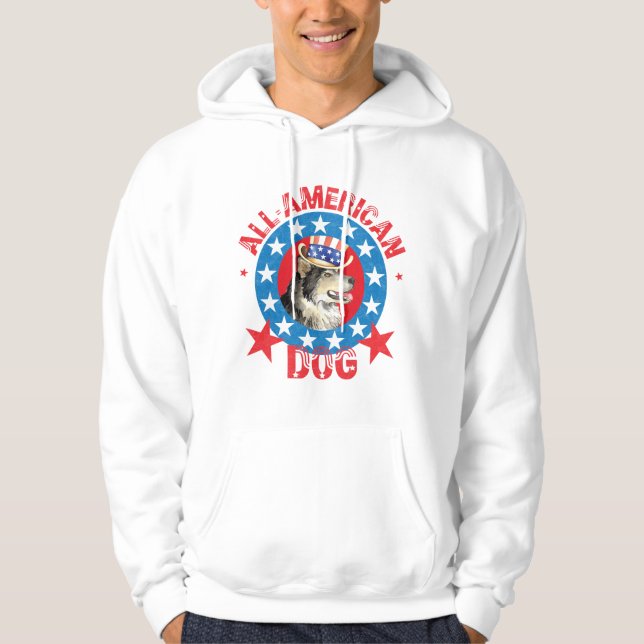 Patriotic Alaska Malemute Hoodie (Framsida)