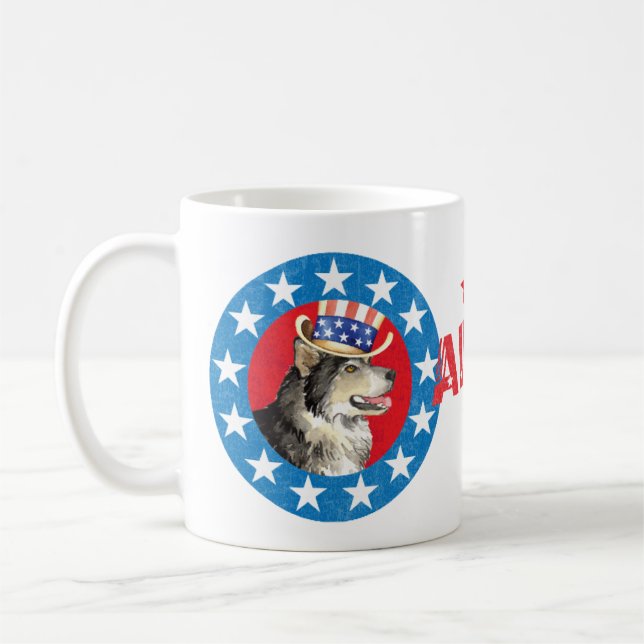 Patriotic Alaska Malemute Kaffemugg (Vänster)