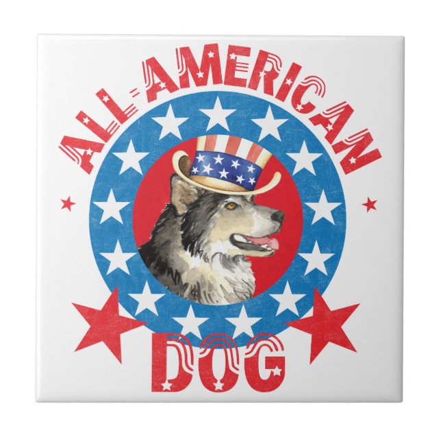 Patriotic Alaska Malemute Kakelplatta (Framsidan)