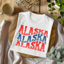 Patriotic Alaska Red och Blue Boho T-Shirt