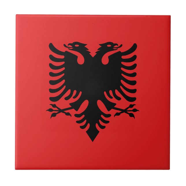 Patriotic Albanian Flagga Kakelplatta (Framsidan)