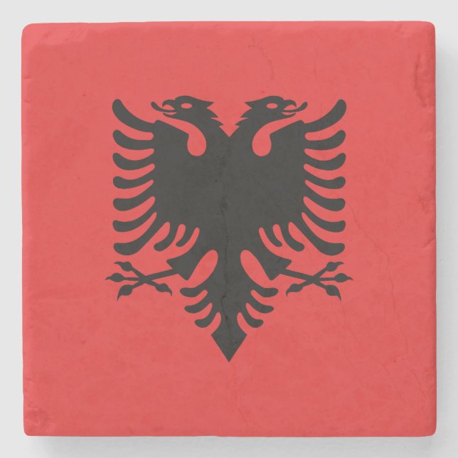 Patriotic Albanian Flagga Stenunderlägg (Framsidan)