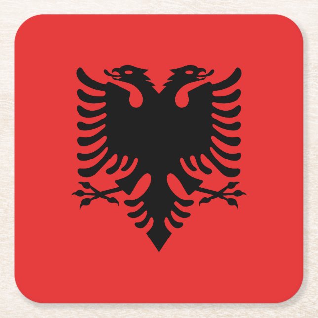 Patriotic Albanian Flagga Underlägg Papper Kvadrat (Framsidan)