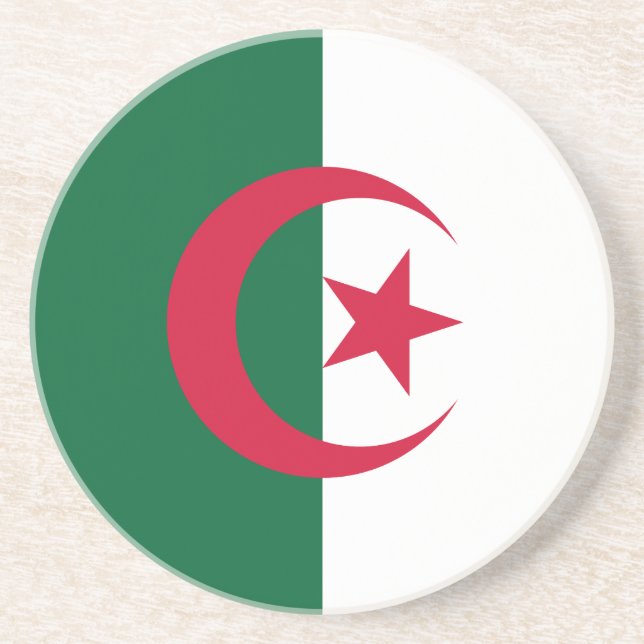 Patriotic Algerian Flagga Underlägg Sandsten (Framsidan)