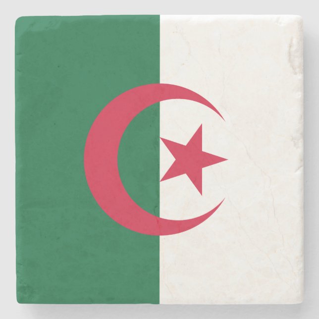 Patriotic Algerian Flagga Underlägg Sten (Framsidan)