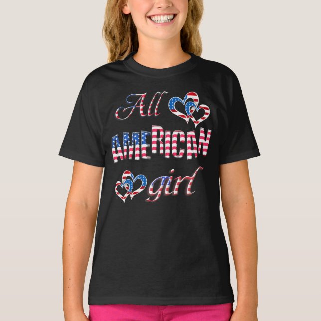 Patriotic All American Girl Shirt T Shirt (Framsida)