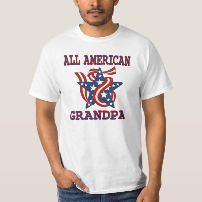 Patriotic All American Grandpa T Shirt (Framsida)