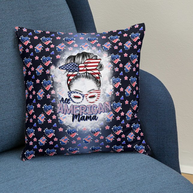 Patriotic All American Mamma Messy Bun Kudde (Skapare uppladdad)