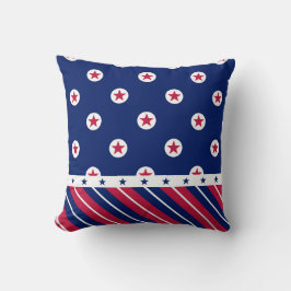 Patriotic All Stars Rand Rött vitt blått USA Kudde