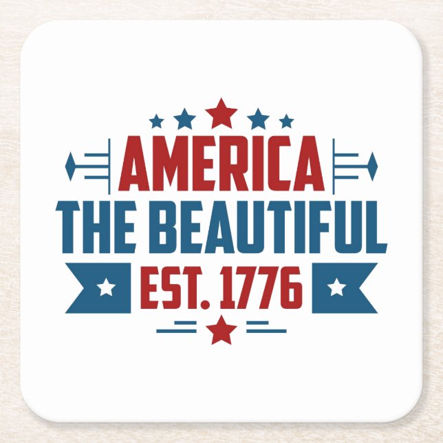 Patriotic America, den vackra Pappra Underlägg Papper Kvadrat (Framsidan)