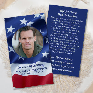 Patriotic America Flagga Veteran Funeral Prayer Ca Visitkort