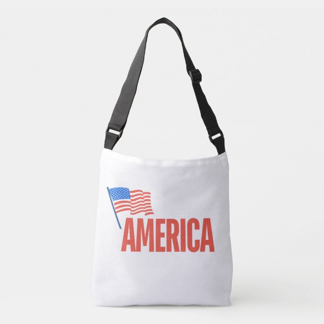 Patriotic "AMERICA" Shoulder Bag med amerikansk Fl Axelväska (Framsida)