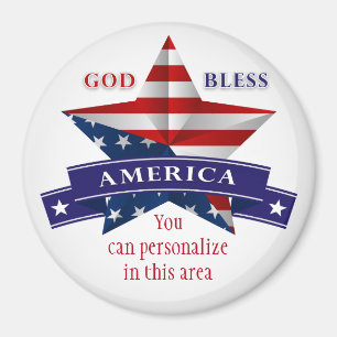 Patriotic America Star Design (v1) Anpassa Magnet
