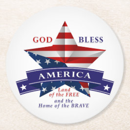 Patriotic America Star V3 Underlägg Papper Rund