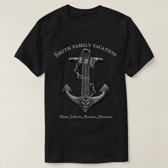 Patriotic American anchor nautical personlig T Shirt (Design framsida)