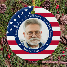 Patriotic American Anpassningsbar 2 Photo Memorial Julgransprydnad Keramik