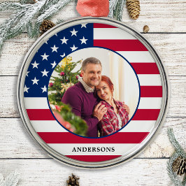 Patriotic American Anpassningsbar Photo Helgdag Julgransprydnad Metall