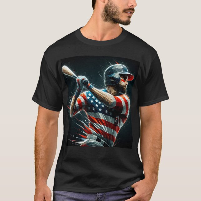 Patriotic American Baseball T Shirt (Framsida)