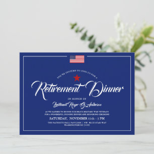 Patriotic American Blåtema Pension Middag Inbjudningar