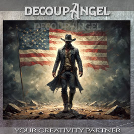 Patriotic American Boy - Decoupage -