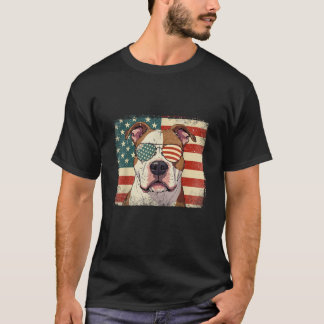 Patriotic American Bulldog Dog Lover USA Flag T Shirt