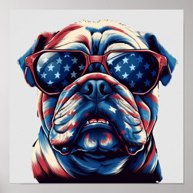 Patriotic American bulldog Poster (Framsidan)