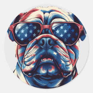 Patriotic American bulldog Runt Klistermärke