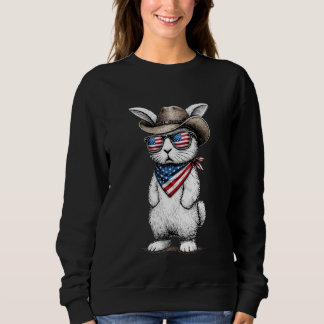 Patriotic American Bunny Cowboy Face Easter Day T Shirt