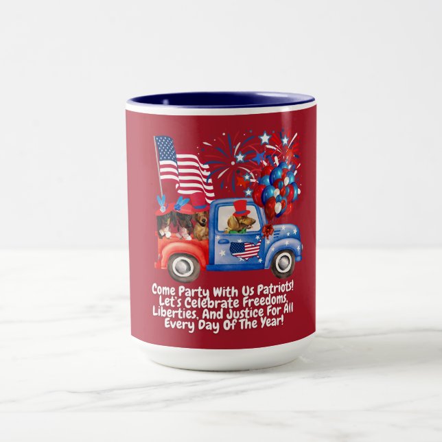 Patriotic American Dachshunds Coffee Mugg (Center)