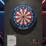 Patriotic American Dartboard Wall Art Design Darttavla<br><div class="desc">This patriotic dartboard wall art features a bold circular target design inspired by classic American stars and stripes. The red, white, and blue color palette combined with a vintage-style dartboard layout creates a strong, eye-catching visual perfect for game rooms, man caves, bars, offices, and recreational spaces. Designed to resemble a...</div>