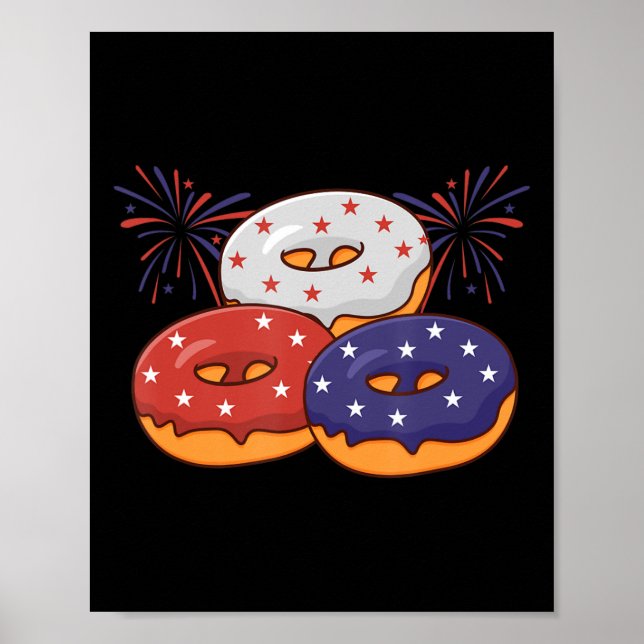 Patriotic American Donut 4:e juli Memorial Day Poster (Framsidan)