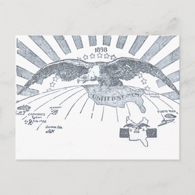 Patriotic American Eagle 1898 Vykort (Framsida)