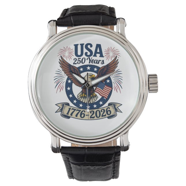 Patriotic American Eagle 250 Years 1776-2026 Armbandsur (Framsida)
