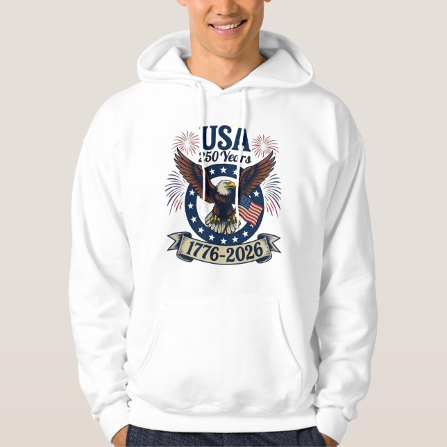 Patriotic American Eagle 250 Years 1776-2026 Hoodie (Framsida)