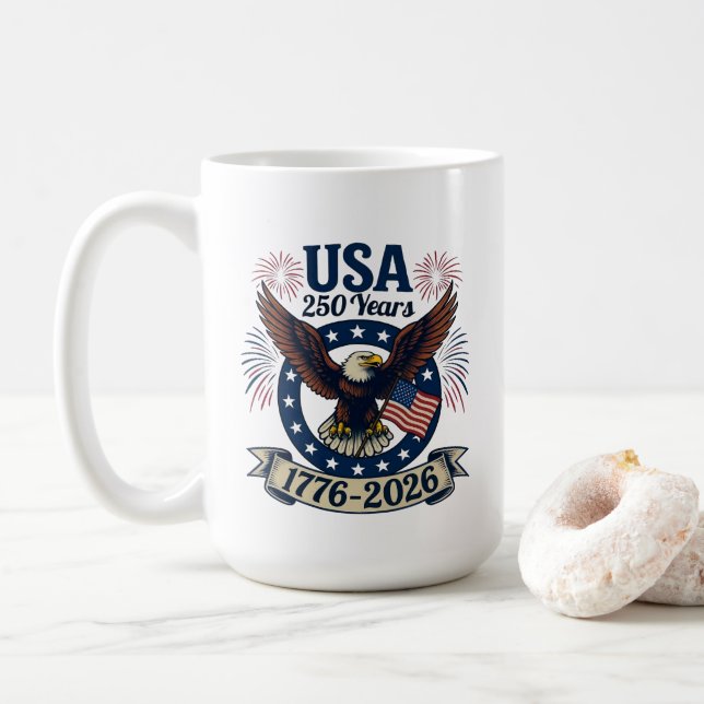 Patriotic American Eagle 250 Years 1776-2026 Kaffemugg (Med munk)