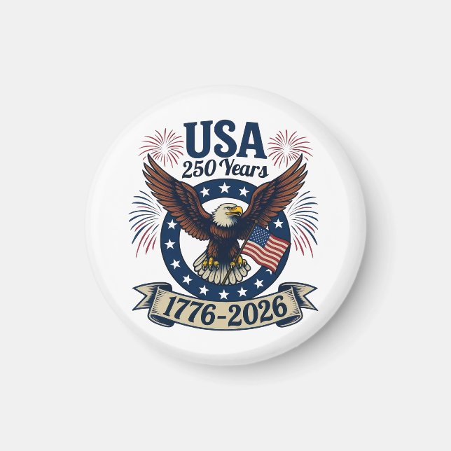 Patriotic American Eagle 250 Years 1776-2026 Magnet (Framsidan)