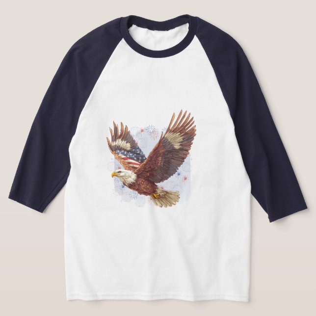 Patriotic American Eagle Baseball Shirt T Shirt (Laydown)