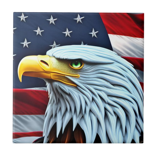 Patriotic American Eagle Decorative Ceramic Tile Kakelplatta (Framsidan)