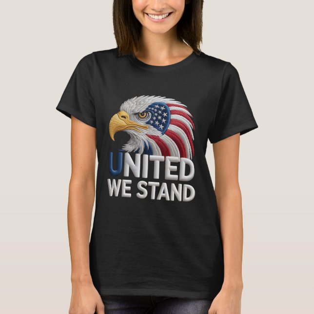 Patriotic American Eagle Embroidery Style Patrioti T Shirt (Framsida)