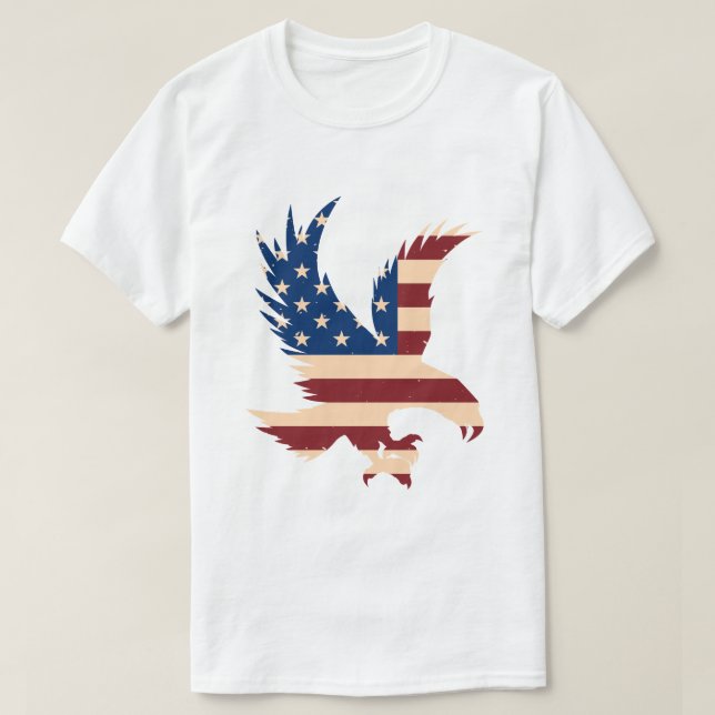 Patriotic American Eagle Flagga Silhouette T Shirt (Design framsida)