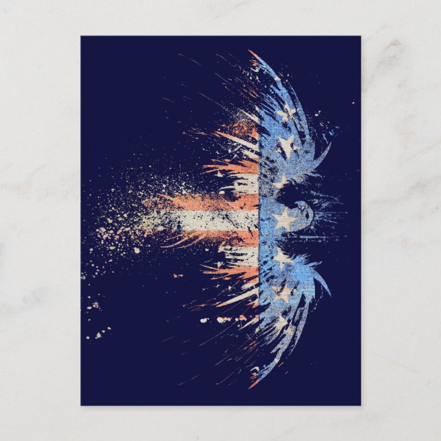 Patriotic American Eagle Flagga Vykort (Framsida)