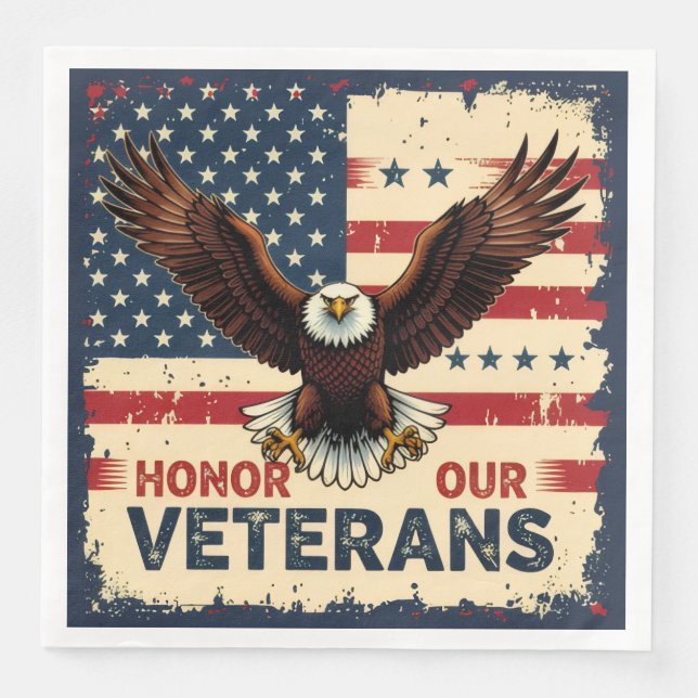 Patriotic American Eagle Honor Our Veterans Pappersservett (Framsida)