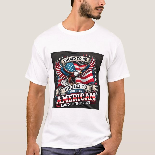 Patriotic American Eagle och Flagga T-Shirt Design (Framsida)