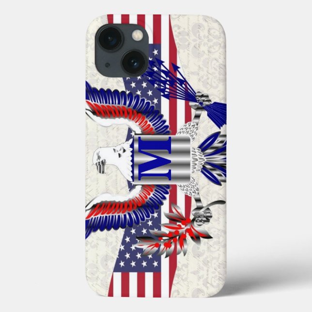 Patriotic American eagle personlig monogram (Baksida)